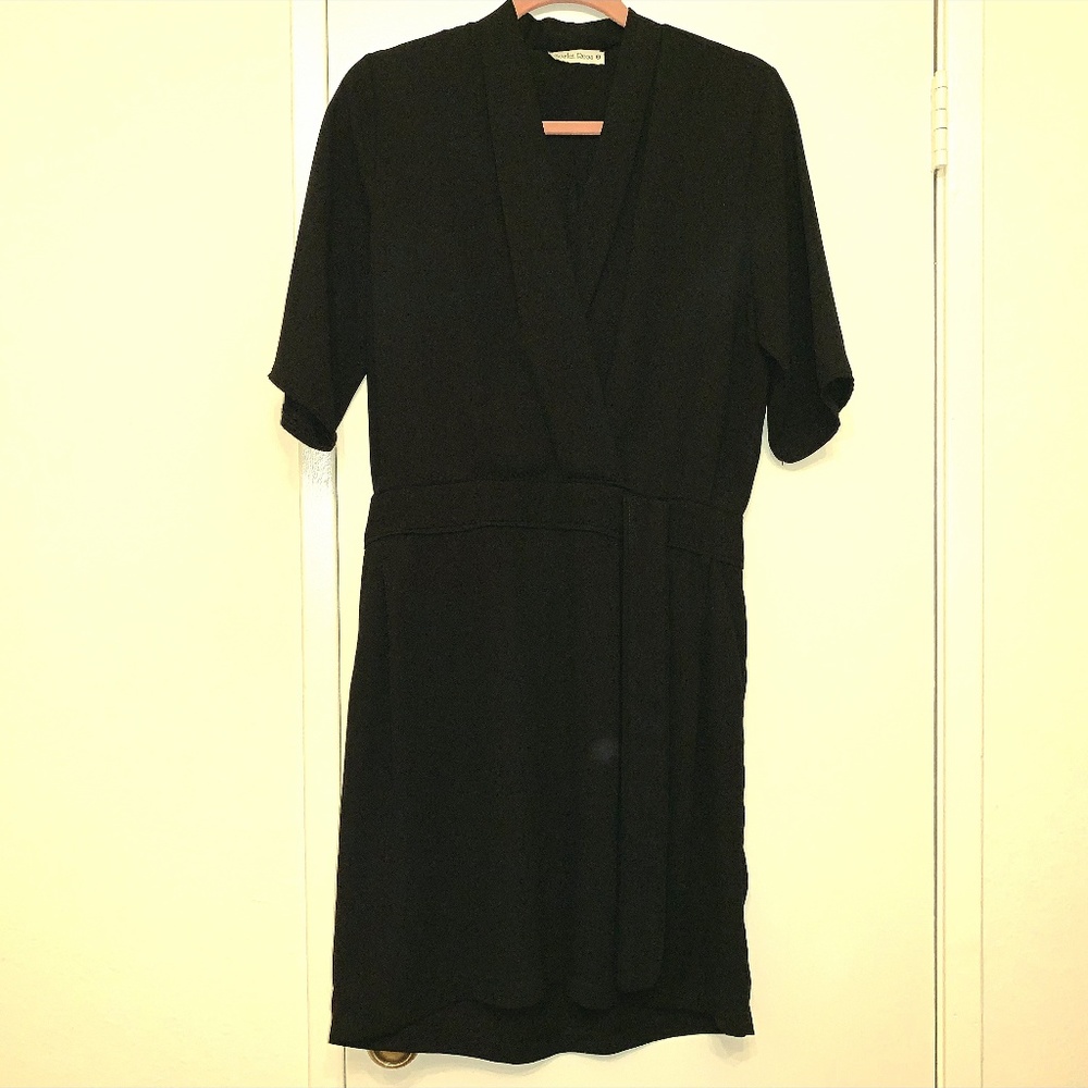 Scarlet Roos black faux wrap dress
